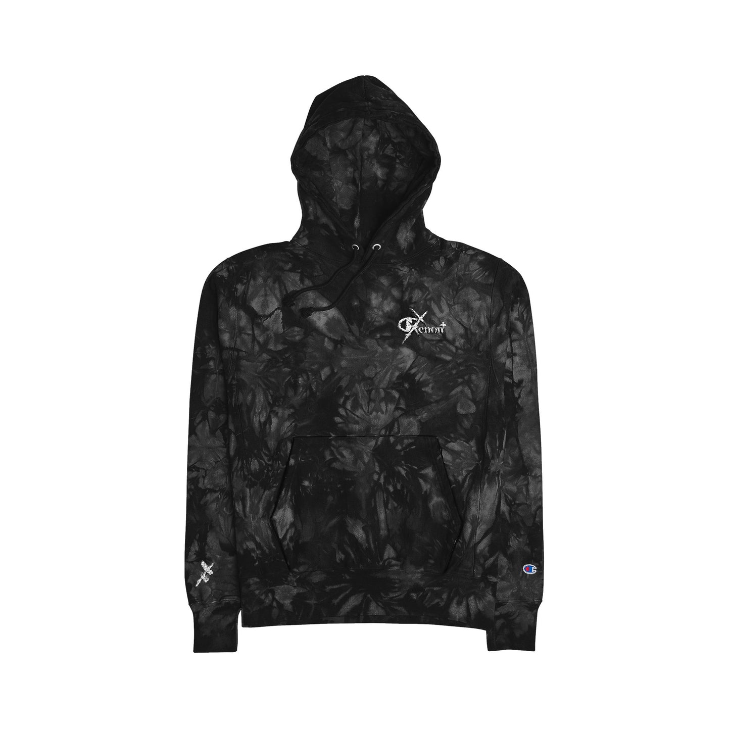 XENON. X CHAMPION TIE-DYE HOODIE BLACK