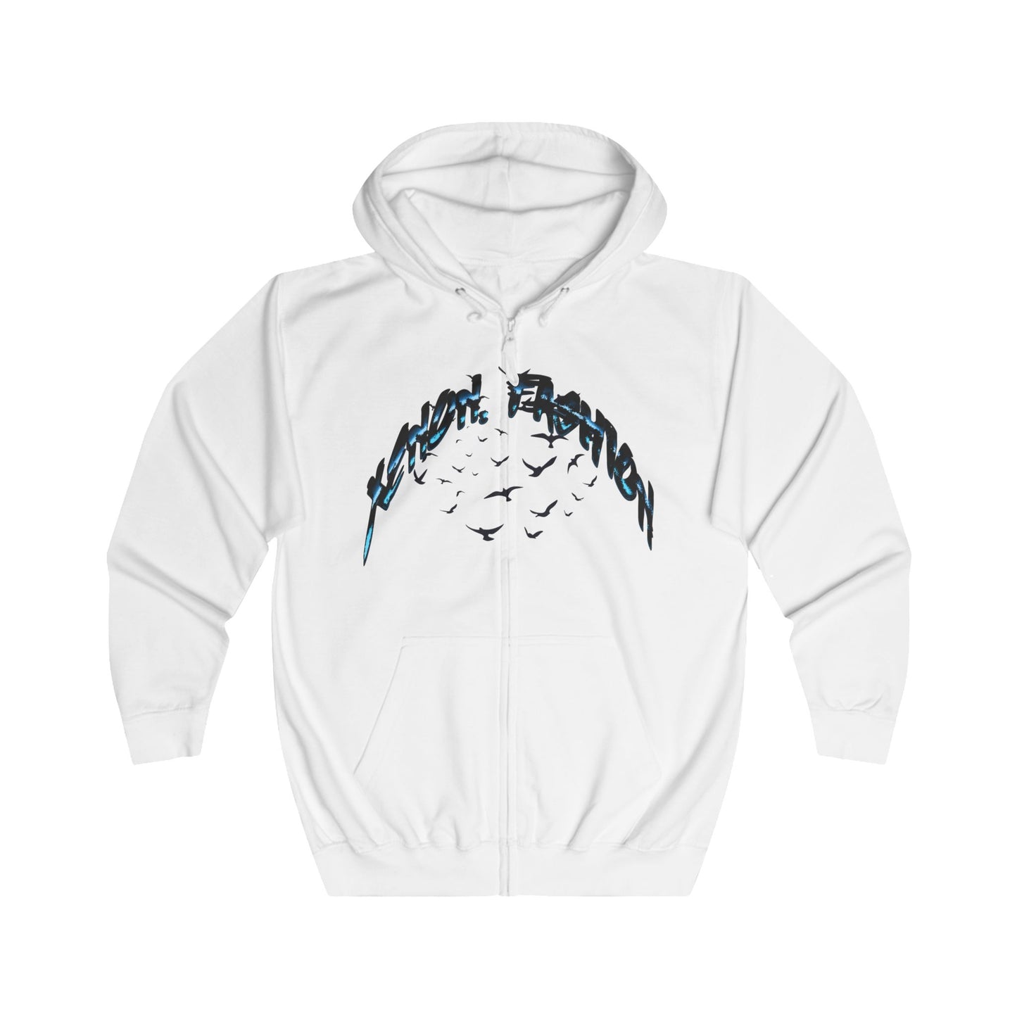 XENON. BIRDS ZIP HOODIE WHITE